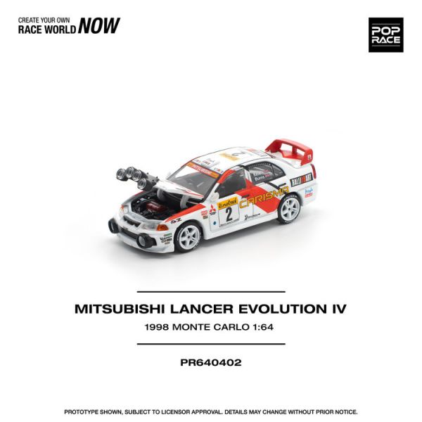 (預購) POP RACE 1/64 三菱 MITSUBISHI LANCER EVOLUTION IV - 1998 MONTE CARLO RALLY (預購) POP RACE 1/64 三菱 MITSUBISHI LANCER EVOLUTION IV - 1998 MONTE CARLO RALLY