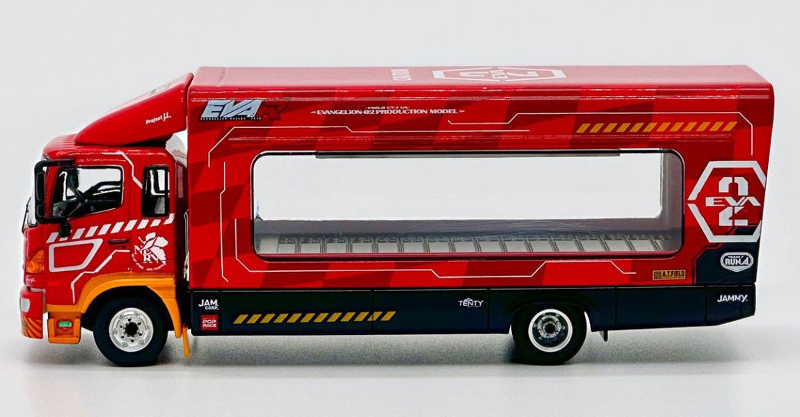 [即將到貨 請點貨到通知] POP RACE 1/64 EVA Racing Trans Porter HINO 500 運輸車 EVA-02 貳號機 POP RACE 1/64 EVA Racing Trans Porter HINO 500 運輸車 EVA-02 貳號機