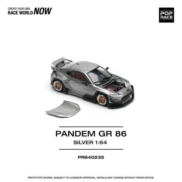 POP RACE 1/64 豐田 Toyota PANDEM GR86 SILVER PR640235 POP RACE 1/64 豐田 Toyota PANDEM GR86 SILVER PR640235