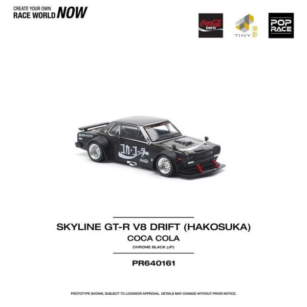POP RACE 1/64 日產 NISSAN SKYLINE GT-R DRIFT (HAKOSUKA) COCA COLA ZERO JP BLACK CHROME 可口可樂限定配色 PR640161 POP RACE 1/64 日產 NISSAN SKYLINE GT-R DRIFT (HAKOSUKA) COCA COLA ZERO JP BLACK CHROME 可口可樂限定配色 PR640161