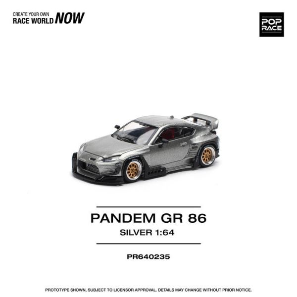 POP RACE 1/64 豐田 Toyota PANDEM GR86 SILVER PR640235 POP RACE 1/64 豐田 Toyota PANDEM GR86 SILVER PR640235