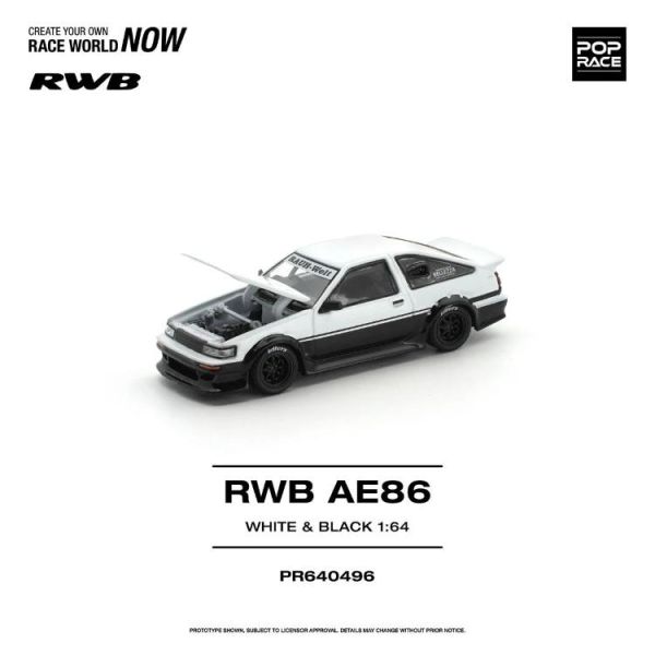 (預購) POP RACE 1/64 保時捷 RWB AE86 WHITE BLACK PR640496 20260423 POP RACE 1/64 保時捷 RWB AE86 WHITE BLACK PR640496