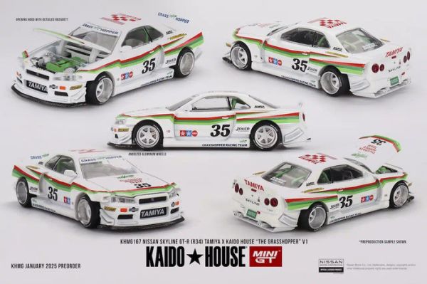 KaidoHouse x MINIGT 1/64 日產 Nissan Skyline GT-R (R34) TAMIYA x KAIDO HOUSE "The GRASSHOPPER" V1 KHMG167 KaidoHouse x MINIGT 1/64 日產 Nissan Skyline GT-R (R34) TAMIYA x KAIDO HOUSE "The GRASSHOPPER" V1 KHMG167