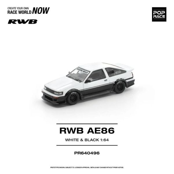 (預購) POP RACE 1/64 保時捷 RWB AE86 WHITE BLACK PR640496 20260423 POP RACE 1/64 保時捷 RWB AE86 WHITE BLACK PR640496