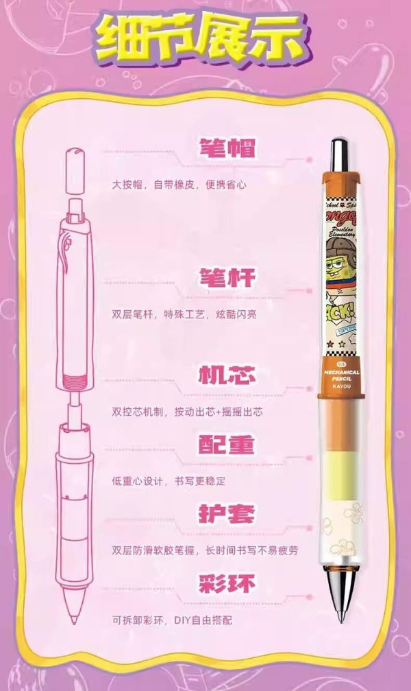 代理版 卡游KAYOU 海綿寶寶 自動鉛筆 摯友版 一中盒12支入 原封出貨 代理版 卡游KAYOU 海綿寶寶 自動鉛筆 摯友版 一中盒12支入 原封出貨