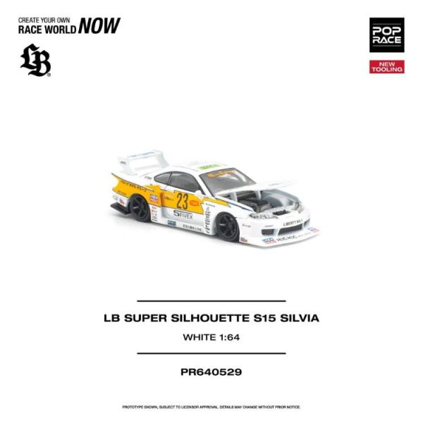 (預購) POP RACE 1/64 日產 LB SUPER SILHOUETTE S15 SILVIA WHITE PR640529 20260701 POP RACE 1/64 日產 LB SUPER SILHOUETTE S15 SILVIA WHITE PR640529