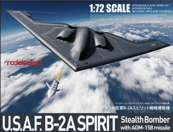 [即將預購 請點貨到通知] Model Collect 1/72 USAF B-2A 隱形轟炸機 Spirit Stealth Bomber with AGM-158 missile  UA72214 Model Collect 1/72 USAF B-2A 隱形轟炸機 Spirit Stealth Bomber with AGM-158 missile  UA72214