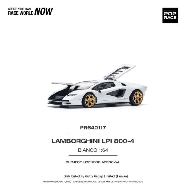 POP RACE 1/64 藍寶堅尼 LAMBORGHINI COUNTACH LPI 800-4 (BIANCO SIDERALE) PR640117 POP RACE 1/64 藍寶堅尼 LAMBORGHINI COUNTACH LPI 800-4 (BIANCO SIDERALE) PR640117