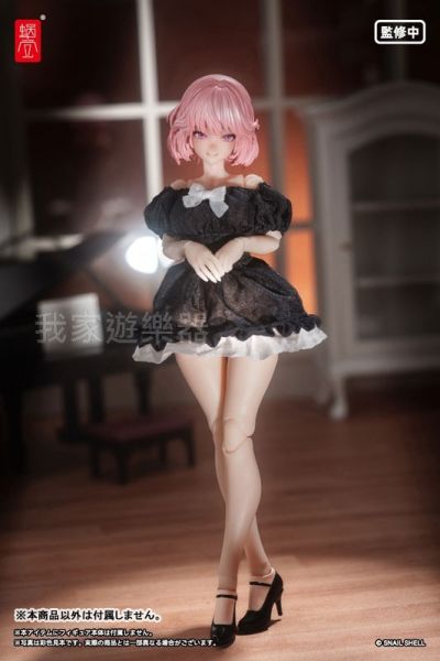 (預購) 蝸之殼 1/12 機娘通用 真絲材質 泡泡袖連衣裙 黑色 20251230 蝸之殼 1/12 機娘通用 真絲材質 泡泡袖連衣裙 黑色