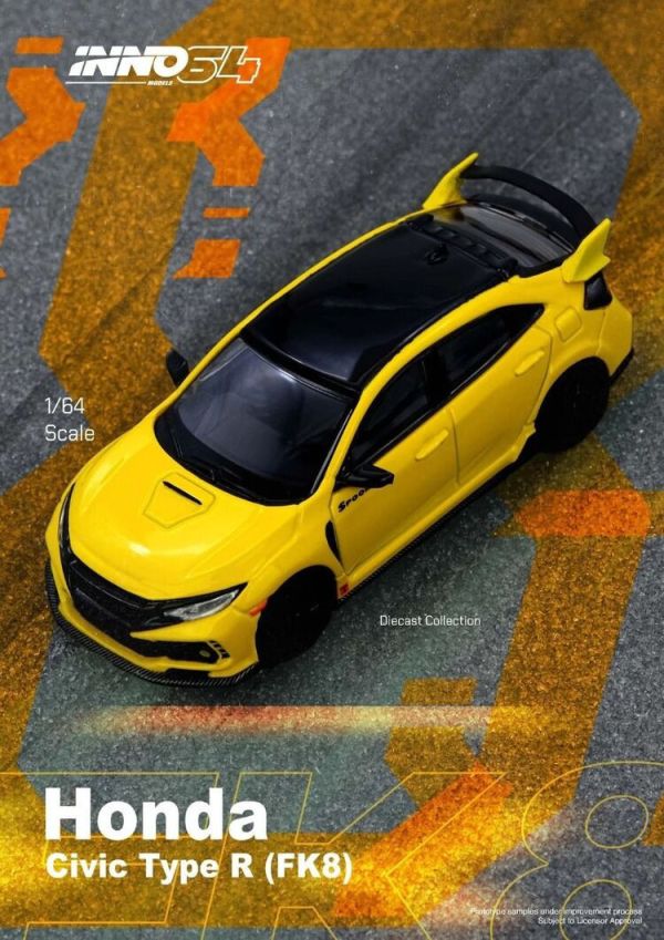 (預購) INNO64 1/64 本田 HONDA CIVIC TYPE-R (FK8) Yellow IN64-FK8-YL (預購) INNO64 1/64 本田 HONDA CIVIC TYPE-R (FK8) Yellow IN64-FK8-YL