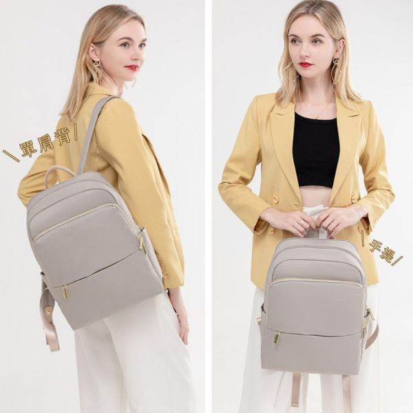 【可放14吋筆電】Signature 雙主袋極簡後背包｜乾淨霧灰 14吋筆電後背包, 後背托特包, 兩用後背包, 通勤包推薦, 可放筆電包款, 大容量後背包, LINGWEI 後背包, 上班族包包, 旅行後背包