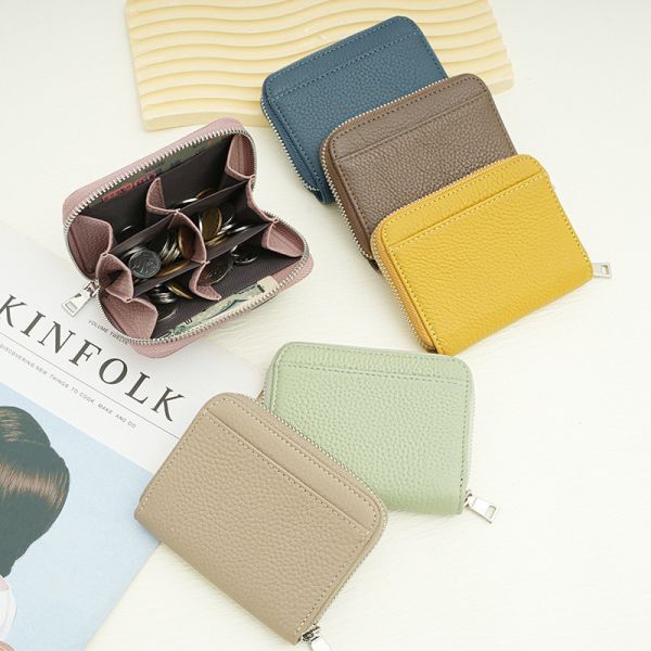 【旅日小金庫】多分格真皮零錢包-寶藍色 旅日小金庫, 真皮零錢包, 多分格短夾, RFID 防盜, 旅行錢包, 多層收納, 真皮短夾, 零錢卡片包