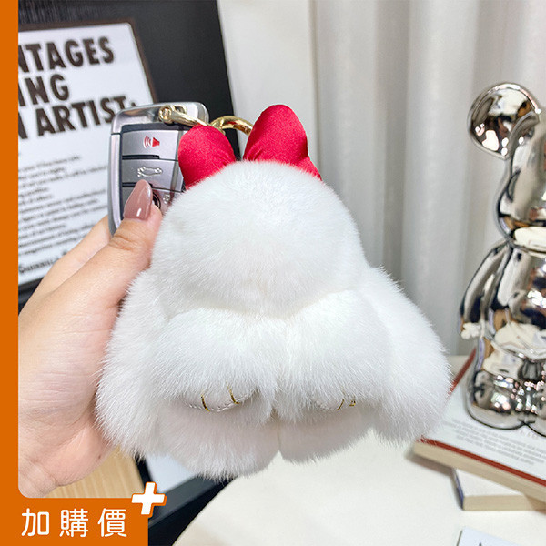 療癒系絨毛兔兔吊飾 純白色 白兔吊飾,純白毛絨,極簡鑰匙圈,治癒風小物,禮物推薦