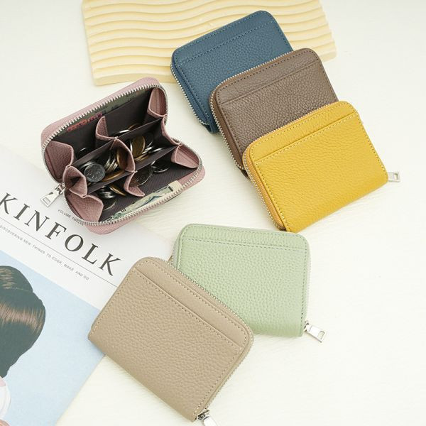 【旅日小金庫】多分格真皮零錢包-薄荷綠 旅日小金庫, 真皮零錢包, 多分格短夾, RFID 防盜, 旅行錢包, 多層收納, 真皮短夾, 零錢卡片包