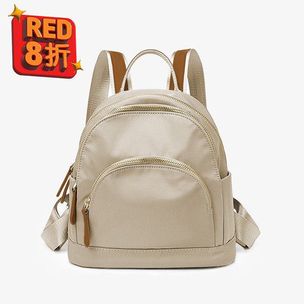 【防盜系列】牛津千層後背包-S款-杏拚棕色 牛津千層後背包,小後背包,iPad mini 後背包,多層收納後背包,LINGWEI,輕量通勤包,牛津布後背包,小款後背包,防潑水背包