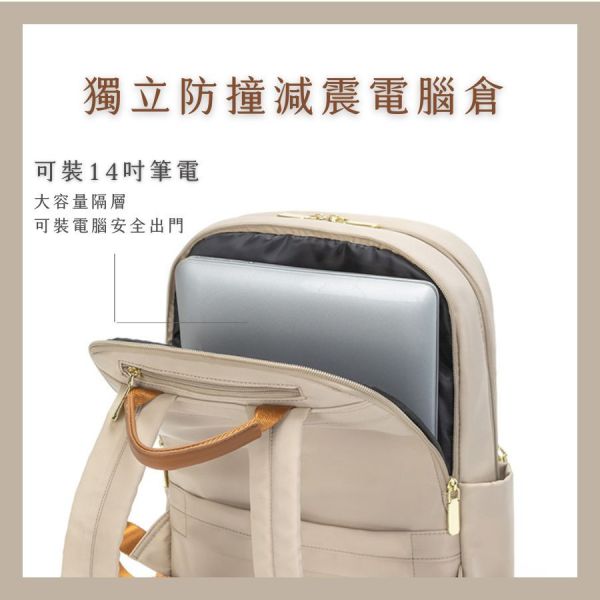 【可放14吋筆電】Signature 雙主袋極簡後背包｜初章杏棕 14吋筆電後背包, 後背托特包, 兩用後背包, 通勤包推薦, 可放筆電包款, 大容量後背包, LINGWEI 後背包, 上班族包包, 旅行後背包