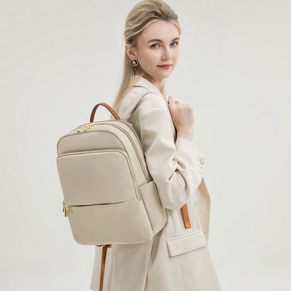 【可放14吋筆電】Signature 雙主袋極簡後背包｜初章杏棕 14吋筆電後背包, 後背托特包, 兩用後背包, 通勤包推薦, 可放筆電包款, 大容量後背包, LINGWEI 後背包, 上班族包包, 旅行後背包