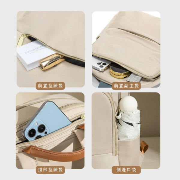 【可放14吋筆電】Signature 雙主袋極簡後背包｜初章杏棕 14吋筆電後背包, 後背托特包, 兩用後背包, 通勤包推薦, 可放筆電包款, 大容量後背包, LINGWEI 後背包, 上班族包包, 旅行後背包