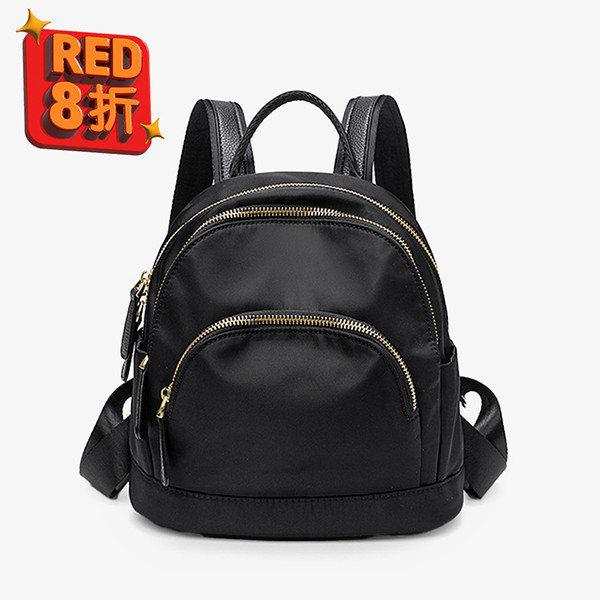 【防盜系列】牛津千層後背包-S款-墨黑色 牛津千層後背包,小後背包,iPad mini 後背包,多層收納後背包,LINGWEI,輕量通勤包,牛津布後背包,小款後背包,防潑水背包