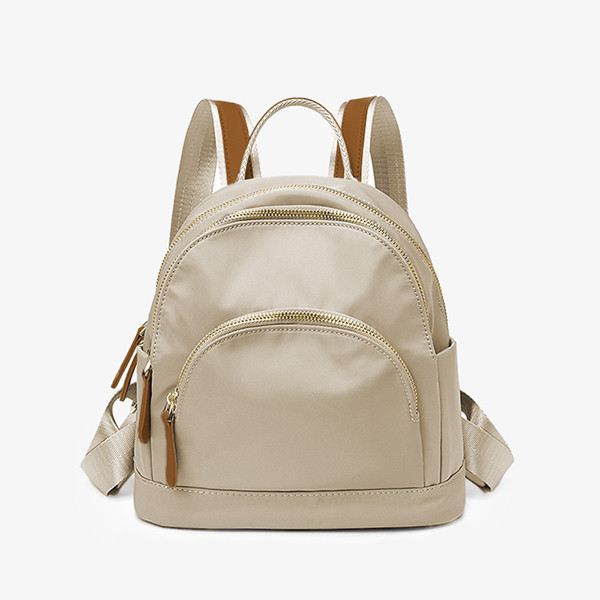 【防盜系列】牛津千層後背包-S款-杏拚棕色 牛津千層後背包,小後背包,iPad mini 後背包,多層收納後背包,LINGWEI,輕量通勤包,牛津布後背包,小款後背包,防潑水背包