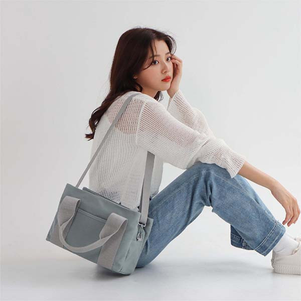 【熱銷冠軍】通勤│三明治提背兩用包 側背帆布包,拉鍊主袋,可放A5,時尚帆布包,輕盈設計,日常外出包款,旅行必備包袋,帆布包,環保帆布包