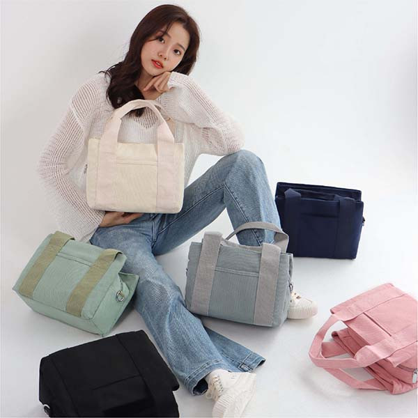 【熱銷冠軍】通勤│三明治提背兩用包 側背帆布包,拉鍊主袋,可放A5,時尚帆布包,輕盈設計,日常外出包款,旅行必備包袋,帆布包,環保帆布包