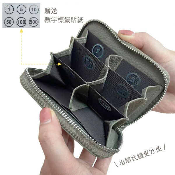 【旅日小金庫】多分格真皮零錢包-深灰色 旅日小金庫, 真皮零錢包, 多分格短夾, RFID 防盜, 旅行錢包, 多層收納, 真皮短夾, 零錢卡片包