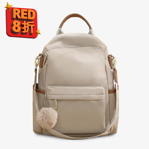 【防盜系列】復古色3way尼龍輕量後背包-煙霧白色 牛津千層後背包,多功能收納,防潑水牛津布,7個夾層,時尚設計,高品質材料,耐用背包,便捷旅行,时尚背包,日常使用,後背包