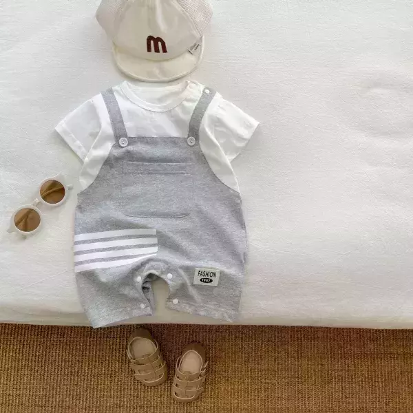 半身側線條吊帶連身衣 