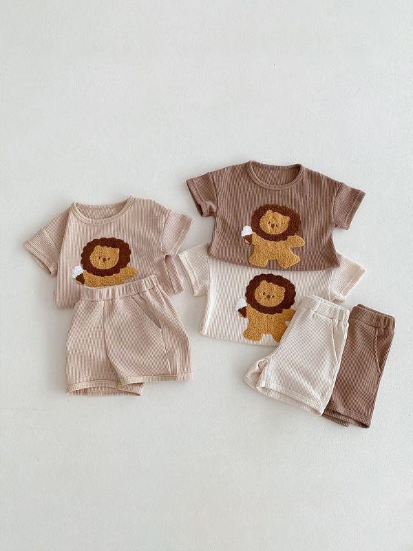 華夫格刺繡獅子套裝 