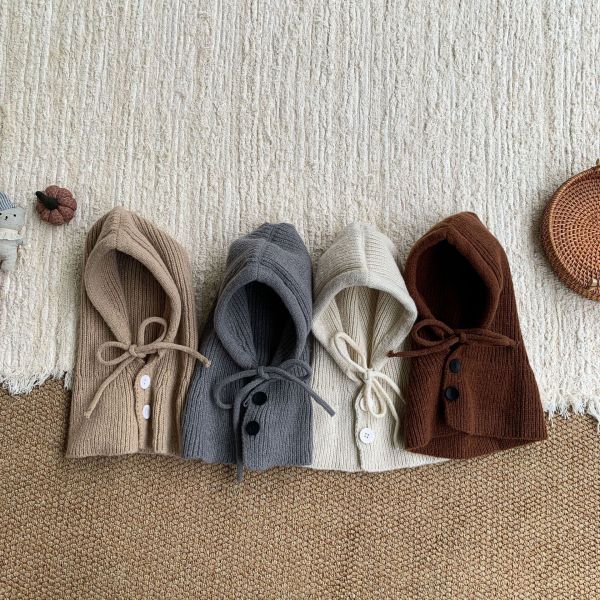 質感排扣加厚毛線包頭帽 