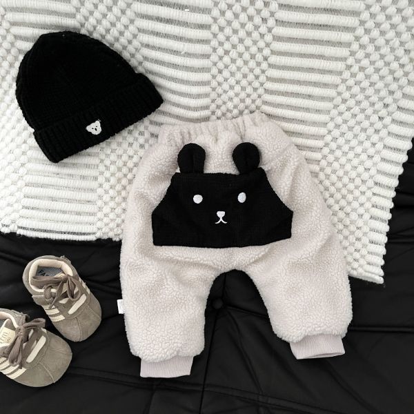 可愛小熊臉羊羔絨褲 