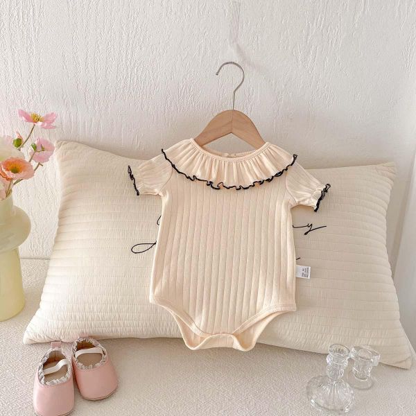 花邊木耳領坑條包屁 