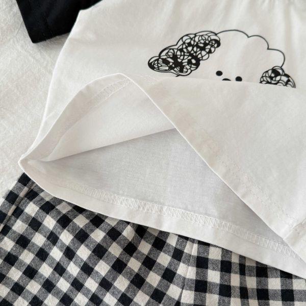 黑白格動物短袖套裝 