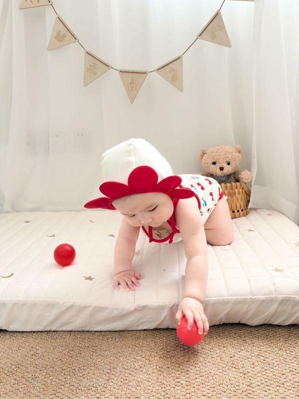 滿印愛心小花包屁｜附帽 