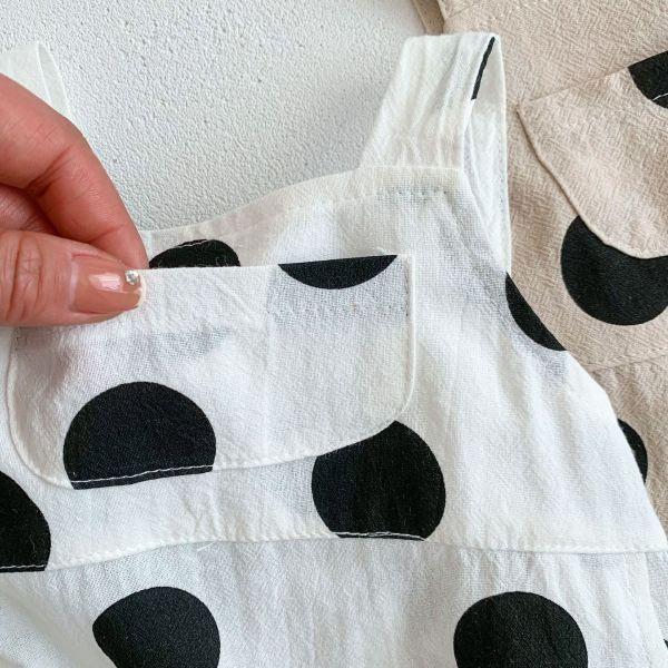 大波點寶貝袋吊帶爬服｜附帽 