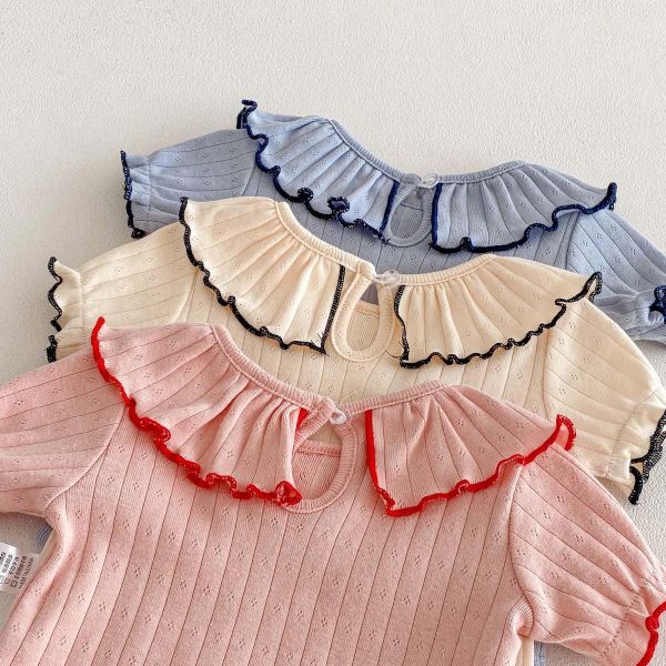 花邊木耳領坑條包屁 