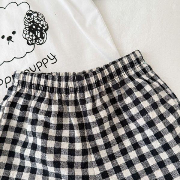黑白格動物短袖套裝 