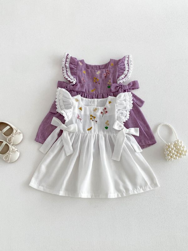 森系花束飛飛袖公主洋裝 