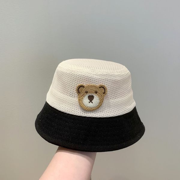 撞色刺繡小熊透氣漁夫帽 