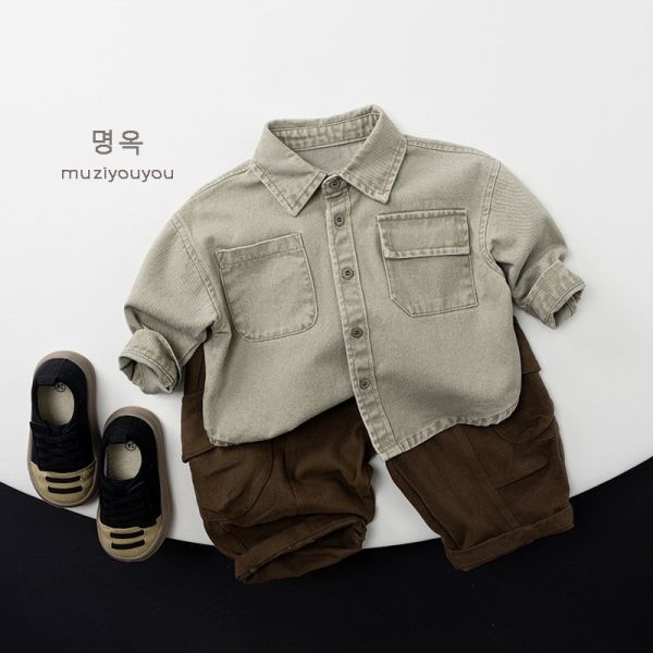 百搭帥氣森系水洗襯衫 