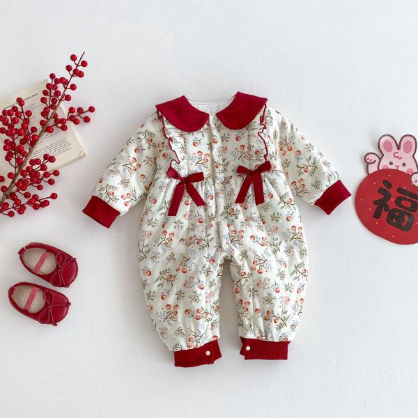 花朵雙蝴蝶結賀年服 