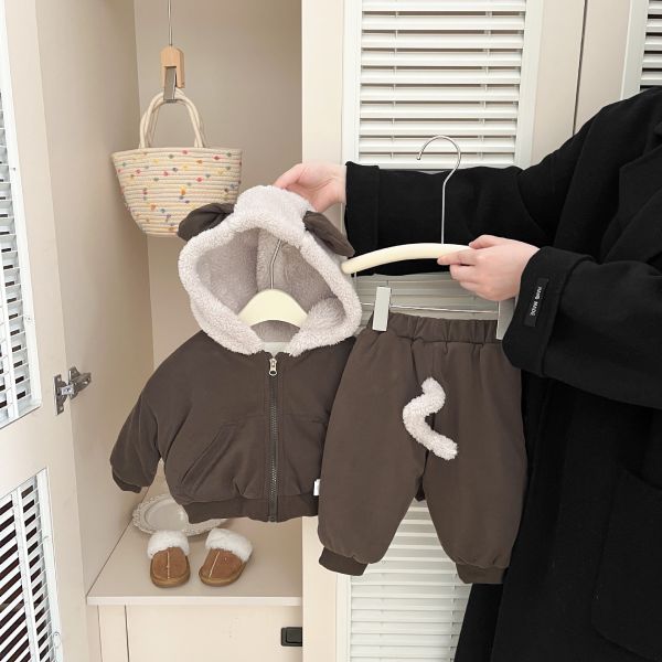 咘咘小熊加絨外套套裝 