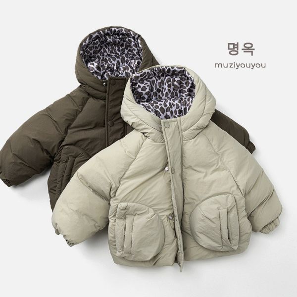 豹紋內裡澎澎連帽加厚外套 