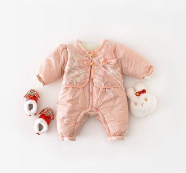 粉色過年款！公主夾棉連身衣 