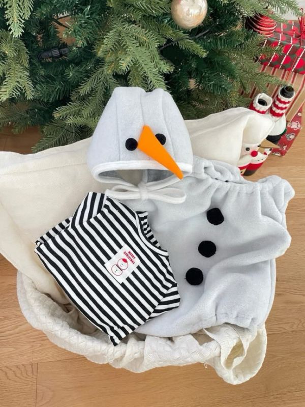 條紋聖誕雪人寶寶造型組 