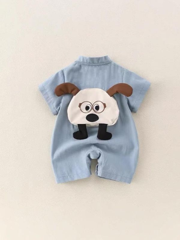 飛行狗狗藍色連身衣 