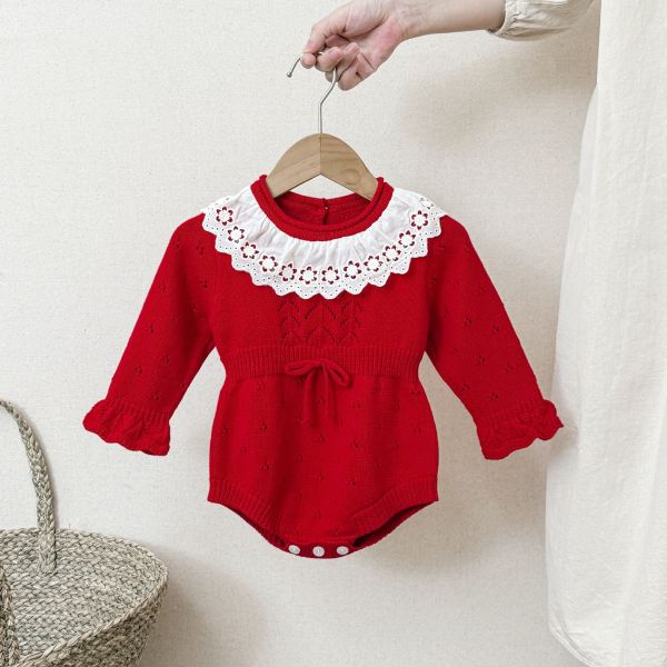 溫柔小公主蕾絲針織包屁 