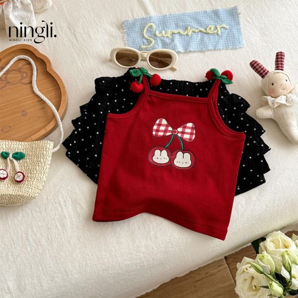 兔子櫻桃點點短褲套裝 