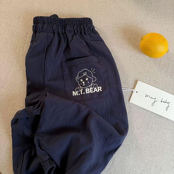 帥氣小熊防紋縮口長褲 